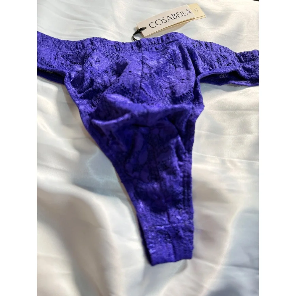 Cosabella Never Say Never Men's Lace G-String Thong Violet Sexy Italian Lace‎ XL